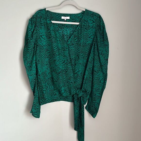 Parker JADED JAGUAR Arya Animal Print Wrap Blouse, US Small - Picture 2 of 11